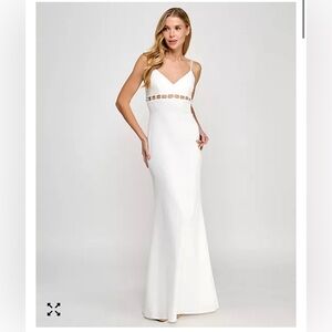 V-Neck Pearl Detailed Gown